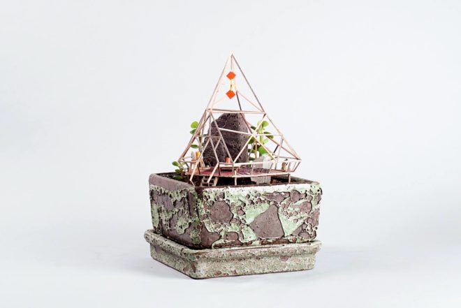 Jedediah Voltz, recycled tree house, miniature tree house, Somewhere Small, tree houses for houseplants, tiny treehouse, recycled materials,