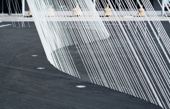 earthquake-resistant architecture in Japan, Kengo Kuma architecture, Greenbiz architecture, Greenbiz by Komatsu Seiren, CABKOMA Strand Rod by Komatsu Seiren, carbon fiber strands, earthquake-resistant carbon fiber, Komatsu Seiren Fabric laboratory fa-bo by Kengo Kuma