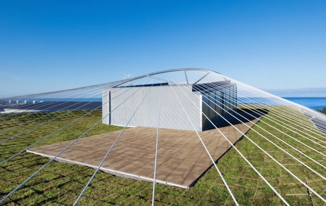 earthquake-resistant architecture in Japan, Kengo Kuma architecture, Greenbiz architecture, Greenbiz by Komatsu Seiren, CABKOMA Strand Rod by Komatsu Seiren, carbon fiber strands, earthquake-resistant carbon fiber, Komatsu Seiren Fabric laboratory fa-bo by Kengo Kuma