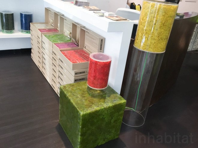 Moss, mossmania, interior design, moss design, green walls, 2016 Milan Design, green design, Milan Design Week, milan furniture, renewable design, moss art, living design, botanical, green furniture, biophilic interior, biophilic design, gardens, interior gardens, moss covered lamp
