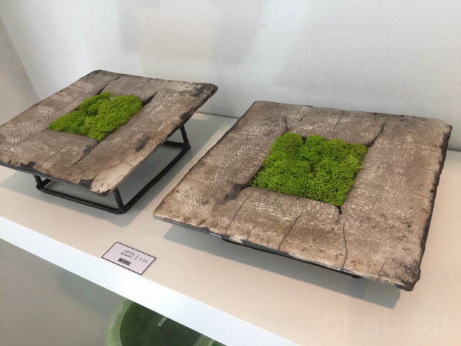 Moss, mossmania, interior design, moss design, green walls, 2016 Milan Design, green design, Milan Design Week, milan furniture, renewable design, moss art, living design, botanical, green furniture, biophilic interior, biophilic design, gardens, interior gardens, moss art, raku pottery, japanese pottery, moss covered pottery, moss ceramics, japanese ceramics, ceramics