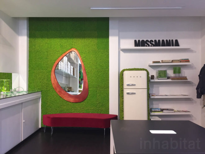 Moss, mossmania, interior design, moss design, green walls, 2016 Milan Design, green design, Milan Design Week, milan furniture, renewable design, moss art, living design, botanical, green furniture, biophilic interior, biophilic design, decorative moss