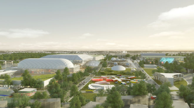 RFK Stadium redesign, RFK Campus Future by OMA, RFK Campus in DC, waterfront design in Washington DC, new stadium in Washington DC, urban design along the Anacostia River