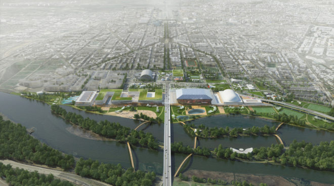 RFK Stadium redesign, RFK Campus Future by OMA, RFK Campus in DC, waterfront design in Washington DC, new stadium in Washington DC, urban design along the Anacostia River