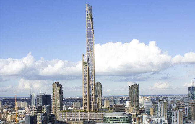 PLP Architecture, timber tower, timber-framed structures, timber frame, University of Cambridge, green architecture, wooden architecture, London, world's tallest building, lightweight building materials