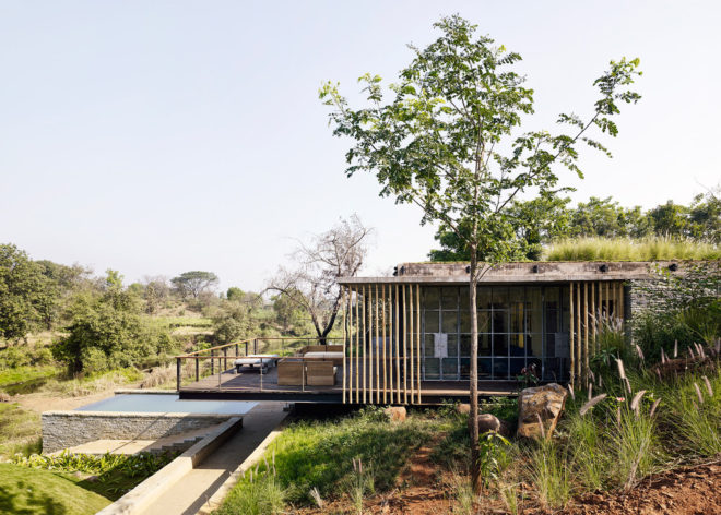 Riparian House by Architecture Brio, Western Ghats architecture, Architecture Brio, Riparian House in India, site-sensitive design in India, green-roofed architecture in India
