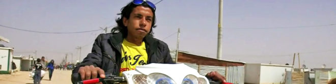 Safwan Harb, Safwan Harb disabled refugee, electric bicycle, disabled refugee electric bicycle, disabled refugee creates electric bike, Syrian refugees Zaatari, Zaatari residents, electric bicycle design, electric bicycle