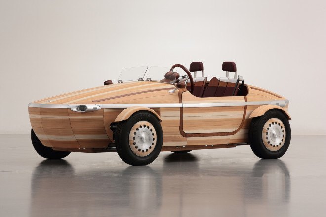 Setsuna car by Toyota, wooden car, wood concept car, Toyota wooden car, Setsuna car, Setsuna wooden car, Setsuna car at Milan Design Week,