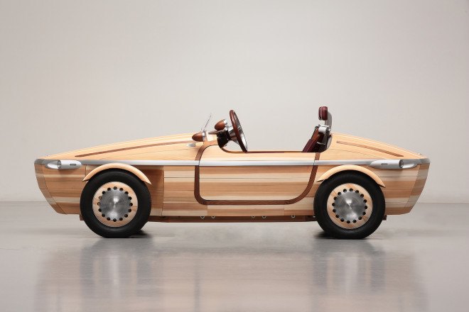 Setsuna car by Toyota, wooden car, wood concept car, Toyota wooden car, Setsuna car, Setsuna wooden car, Setsuna car at Milan Design Week,