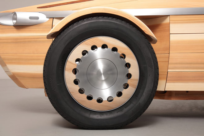 Setsuna car by Toyota, wooden car, wood concept car, Toyota wooden car, Setsuna car, Setsuna wooden car, Setsuna car at Milan Design Week,