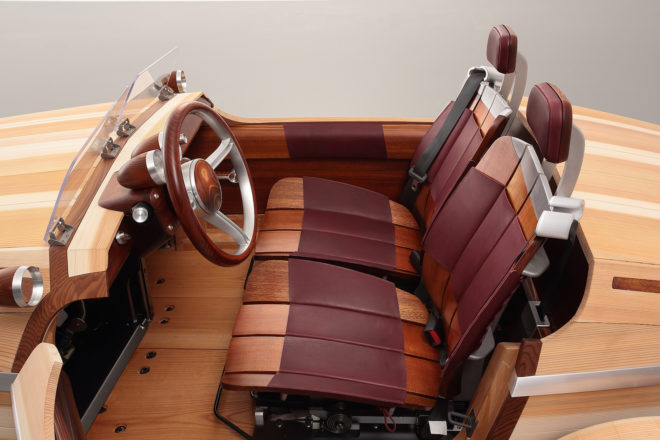 Setsuna car by Toyota, wooden car, wood concept car, Toyota wooden car, Setsuna car, Setsuna wooden car, Setsuna car at Milan Design Week,