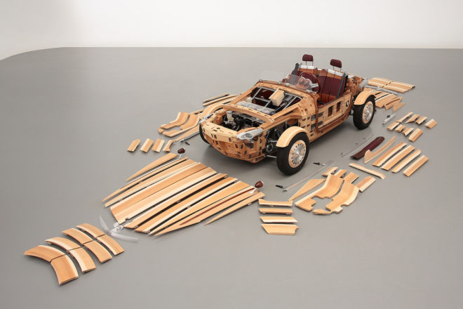 Setsuna car by Toyota, wooden car, wood concept car, Toyota wooden car, Setsuna car, Setsuna wooden car, Setsuna car at Milan Design Week,