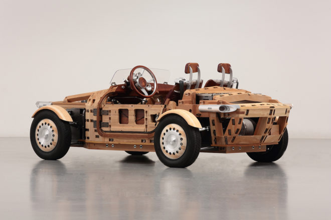 Setsuna car by Toyota, wooden car, wood concept car, Toyota wooden car, Setsuna car, Setsuna wooden car, Setsuna car at Milan Design Week,