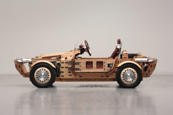 Setsuna car by Toyota, wooden car, wood concept car, Toyota wooden car, Setsuna car, Setsuna wooden car, Setsuna car at Milan Design Week,