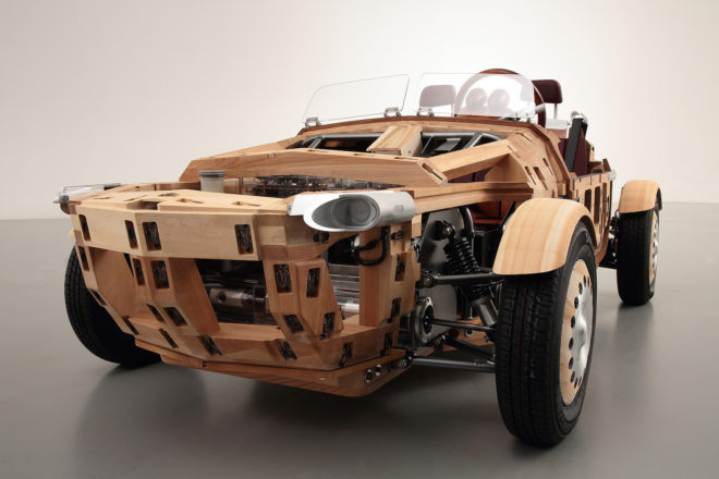 Setsuna car by Toyota, wooden car, wood concept car, Toyota wooden car, Setsuna car, Setsuna wooden car, Setsuna car at Milan Design Week,