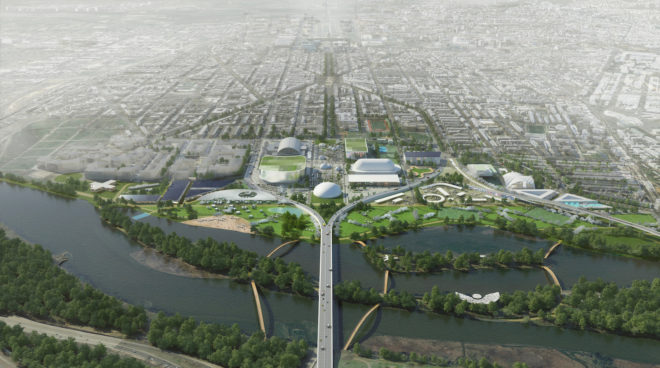 RFK Stadium redesign, RFK Campus Future by OMA, RFK Campus in DC, waterfront design in Washington DC, new stadium in Washington DC, urban design along the Anacostia River