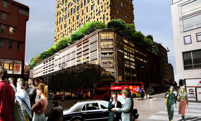 Anders Berensson Architects, Stockholm, wooden skyscraper, wooden structure, Sweden, wooden tower, wooden facade, cross-laminated timber, green architecture, rooftop terrace, solar gain, tall structures