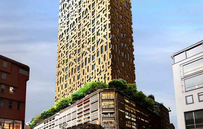 Anders Berensson Architects, Stockholm, wooden skyscraper, wooden structure, Sweden, wooden tower, wooden facade, cross-laminated timber, green architecture, rooftop terrace, solar gain, tall structures
