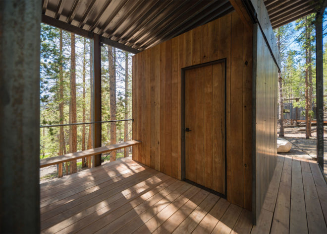 outward bound, cabins, university of colorado denver, architecture students, sustainable cabin, wood, steel, wilderness shelter, dormitories
