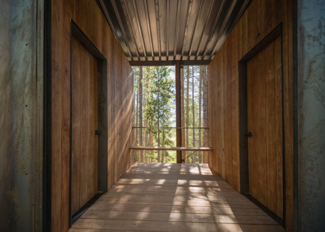 outward bound, cabins, university of colorado denver, architecture students, sustainable cabin, wood, steel, wilderness shelter, dormitories