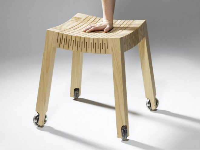 dutch design, Milan Design Week, fuorisalone, Carolien Laro, stool, wood, wood design, chair, cnc cut, cnc cut wood, "design netherlands", spring wood, Milan Furniture Fair