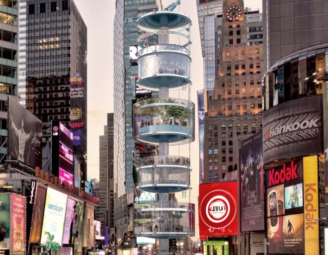 Vertical Tower by 100 Architects, times square park, times square park proposal, times square vertical tower, vertical park in times square