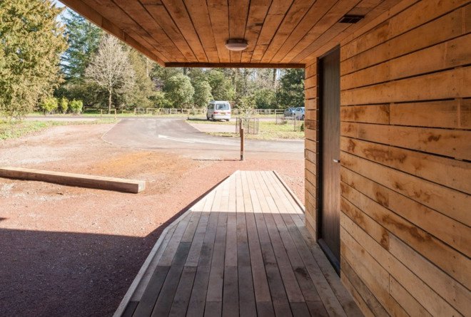 Wolfson Tree Management Center and Mess Building, The National Arboretum, Invisible Studio Architects, BuroHappold, timber structure, locally sourced timber, polycarbonate panels, natural light, pitched roof