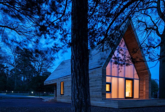 Wolfson Tree Management Center and Mess Building, The National Arboretum, Invisible Studio Architects, BuroHappold, timber structure, locally sourced timber, polycarbonate panels, natural light, pitched roof