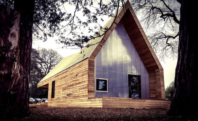 Wolfson Tree Management Center and Mess Building, The National Arboretum, Invisible Studio Architects, BuroHappold, timber structure, locally sourced timber, polycarbonate panels, natural light, pitched roof