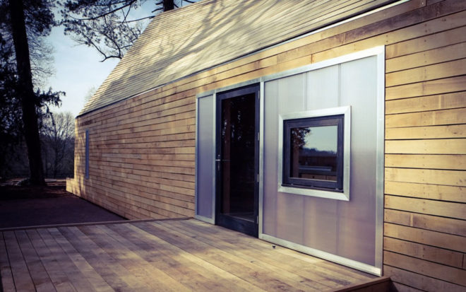 Wolfson Tree Management Center and Mess Building, The National Arboretum, Invisible Studio Architects, BuroHappold, timber structure, locally sourced timber, polycarbonate panels, natural light, pitched roof
