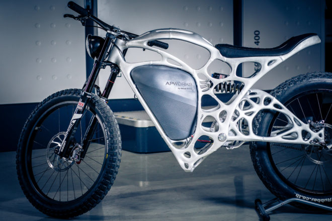airbus, apworks, light rider, world's first 3D-printed electric motorcycle, lightweight motorcycle frame, electric motorcycle, 3D-printed motorcycle, aluminum alloy, lasermelting, motorcycles