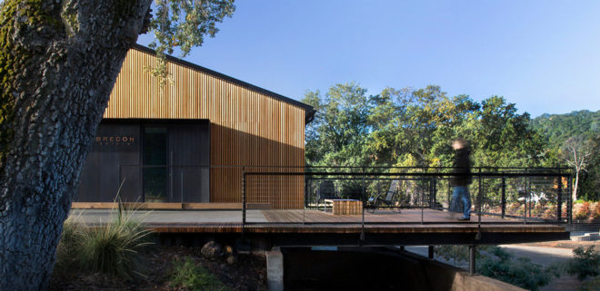 Brecon Estate Winery, green renovation, winery, AIASF Design Award, Aidlin Darling Design, natural materials, rain screens, wine tasting, green architecture, pocketing doors, cedar