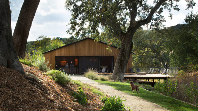 Brecon Estate Winery, green renovation, winery, AIASF Design Award, Aidlin Darling Design, natural materials, rain screens, wine tasting, green architecture, pocketing doors, cedar