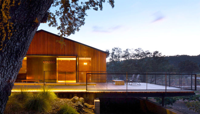 Brecon Estate Winery, green renovation, winery, AIASF Design Award, Aidlin Darling Design, natural materials, rain screens, wine tasting, green architecture, pocketing doors, cedar