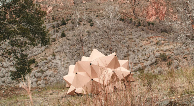 Helix shelter, ootro estudio, cardboard shelter, temporary shelter, Spain, laser-cut, recycled pallets, recycled cardboard, green architecture, recycled materials