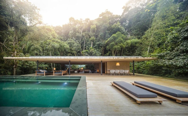 Casa Guarujá, Studio MK27, green roof, swimming pool, green architecture, natural building materials, cantilevers, open-plan residence, open plan, green retreat