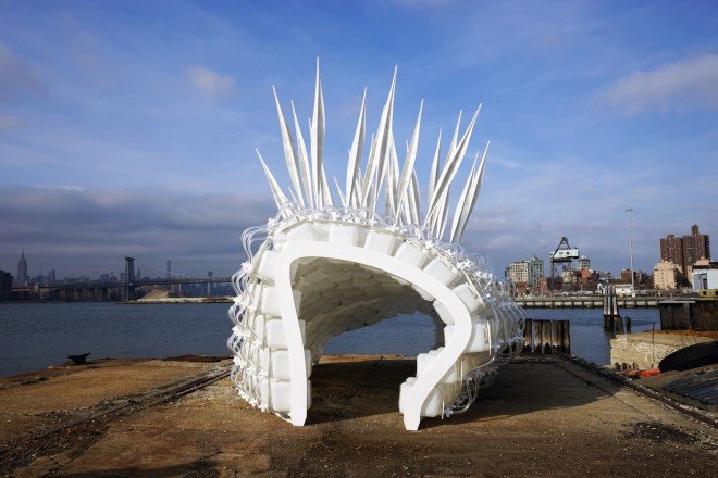 Cricket Shelter by Terreform ONE, Cricket Shelter at Brooklyn Navy Yard, insect farm by Terreform ONE, insect farm doubles as a shelter, disaster relief shelter and farm