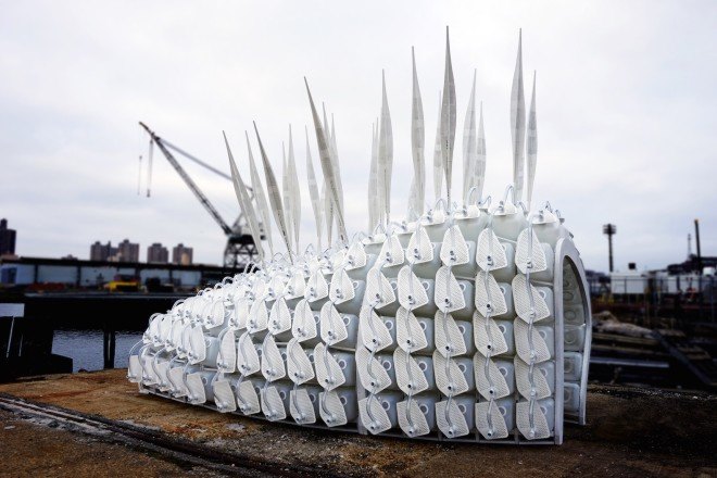 Cricket Shelter by Terreform ONE, Cricket Shelter at Brooklyn Navy Yard, insect farm by Terreform ONE, insect farm doubles as a shelter, disaster relief shelter and farm