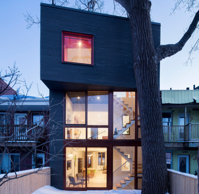 architecture microclimat, home renovations, home expansions, additions, trees, preserving trees, backyard, montreal, canada