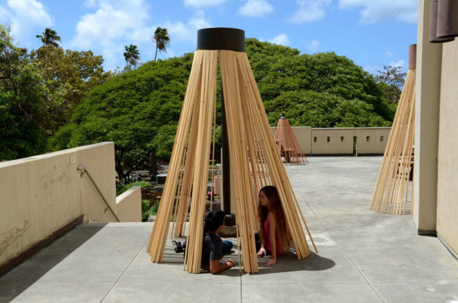 Manoa’s School of Architecture, Lamphouse Installation, art installation, Honolulu, lamp shade design, interactive installation, Hawaii, green design, Hongtao Zhou