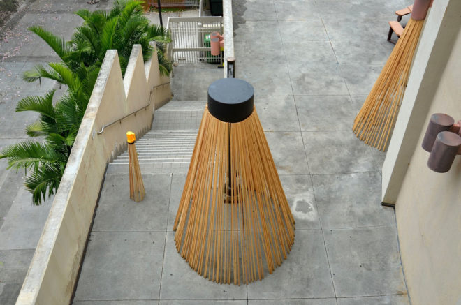 Manoa’s School of Architecture, Lamphouse Installation, art installation, Honolulu, lamp shade design, interactive installation, Hawaii, green design, Hongtao Zhou