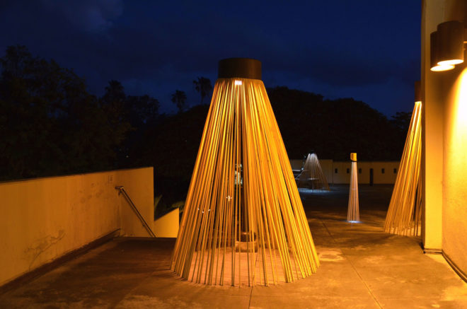 Manoa’s School of Architecture, Lamphouse Installation, art installation, Honolulu, lamp shade design, interactive installation, Hawaii, green design, Hongtao Zhou