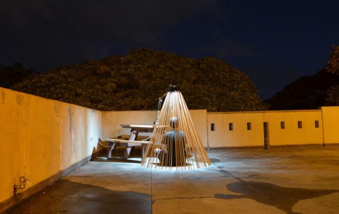 Manoa’s School of Architecture, Lamphouse Installation, art installation, Honolulu, lamp shade design, interactive installation, Hawaii, green design, Hongtao Zhou