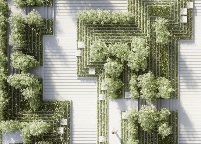 Magic Breeze by Penda, Pooja Crafted Homes and Penda, stepwells in garden design, water mazes in garden design