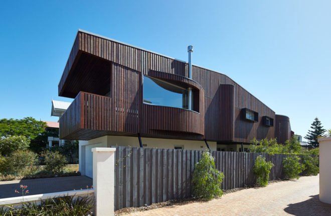 Mosman Bay House, iredale pedersen hook architects, naturally weathering materials, natural ventilation, natural cooling, Australia, green architecture, swimming pool, garden, natural materials, timber facade, passive heat gain
