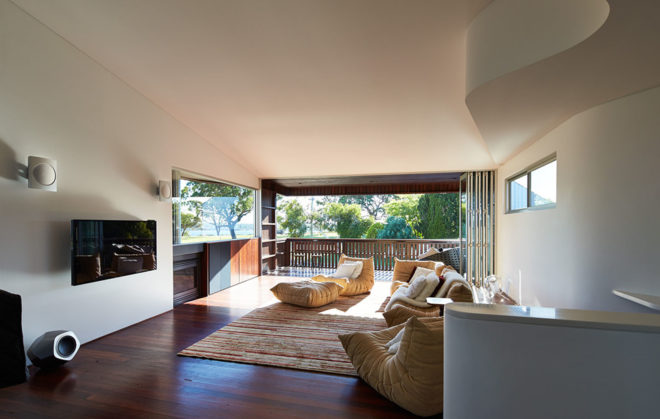 Mosman Bay House, iredale pedersen hook architects, naturally weathering materials, natural ventilation, natural cooling, Australia, green architecture, swimming pool, garden, natural materials, timber facade, passive heat gain