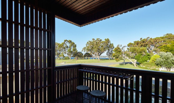 Mosman Bay House, iredale pedersen hook architects, naturally weathering materials, natural ventilation, natural cooling, Australia, green architecture, swimming pool, garden, natural materials, timber facade, passive heat gain