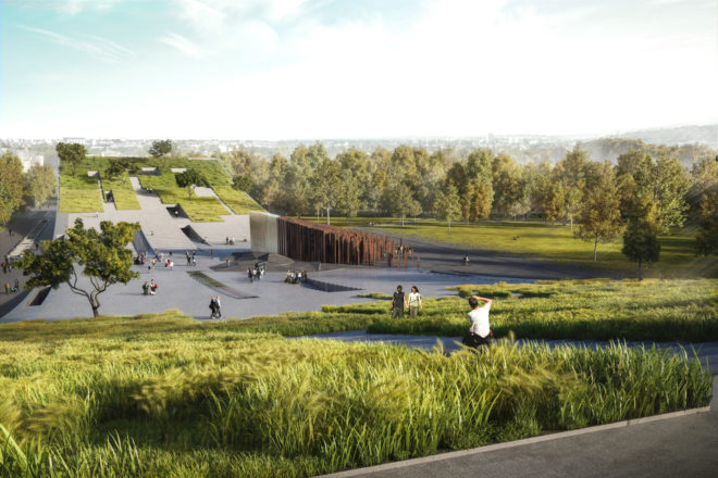 napur architect, museum, museum of ethnography, budapest, hungary, gate of the city park, István Ferencz, Marcel Ferencz, György Détári, green roof, modern design