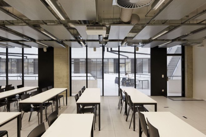 New Mechanics Hall - ME, green campus, research center, Switzerland, Dominique Perrault Architecture, Steiner SA Group, automated facade, mesh facade, metal panels, modular architecture, thermal insulation