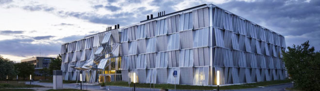 New Mechanics Hall - ME, green campus, research center, Switzerland, Dominique Perrault Architecture, Steiner SA Group, automated facade, mesh facade, metal panels, modular architecture, thermal insulation